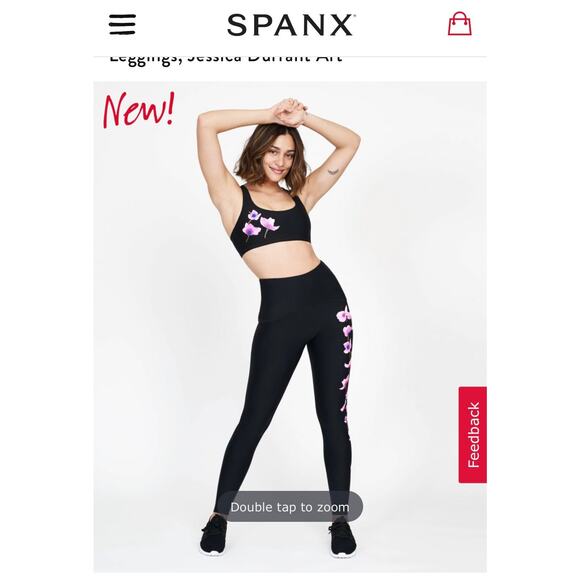 Spanx Jessica Durrant Sports Bra and Leggings Full Set Black Floral Size XS - Picture 1 of 13